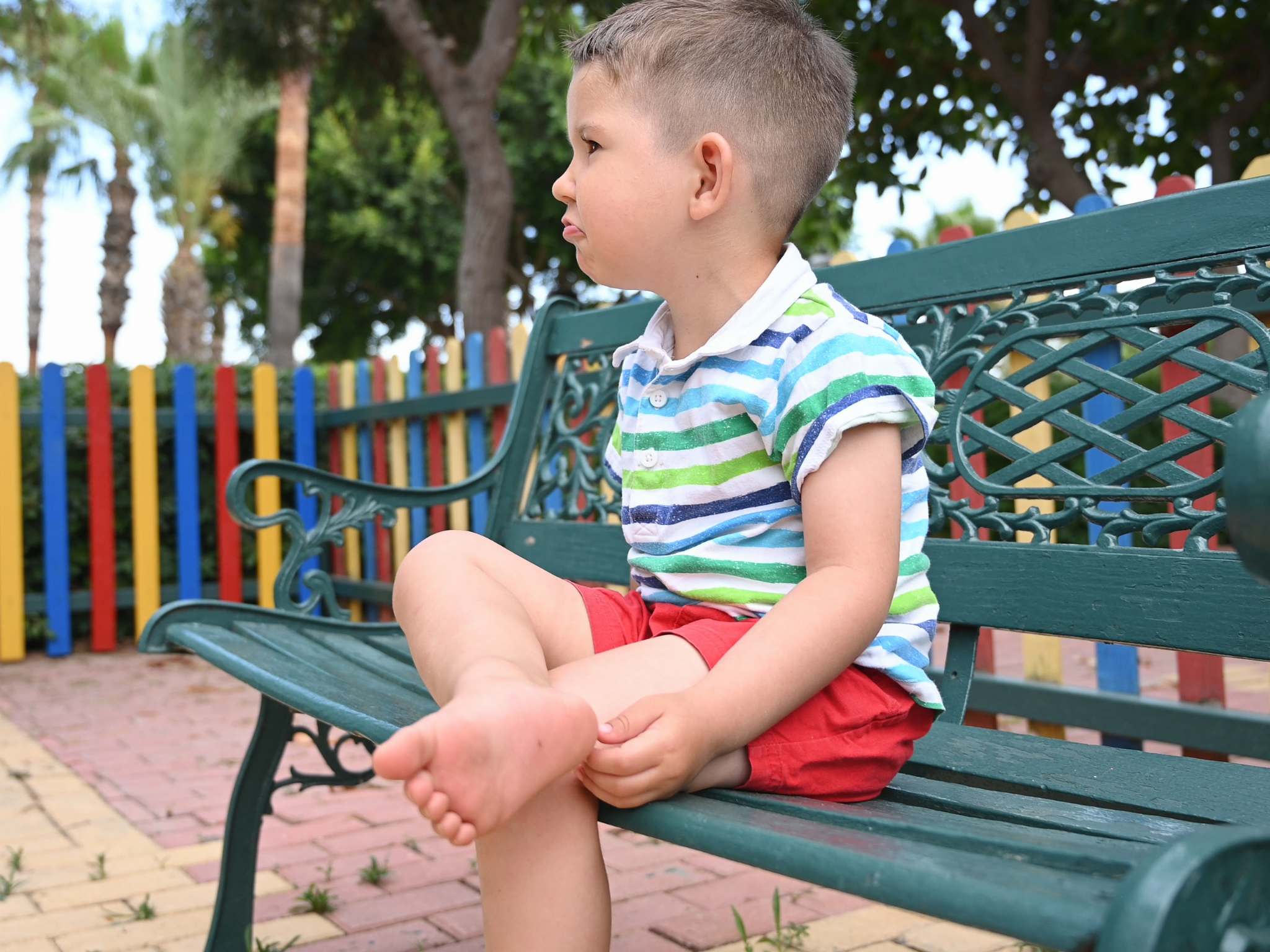 A child injured his foot while playing in the playground